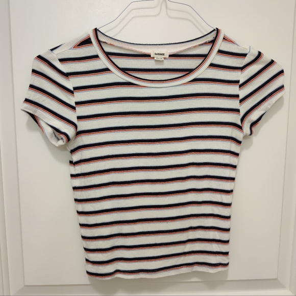 Soft ribbed stripe baby tee full length, stretchy comfy - Picture 4 of 7